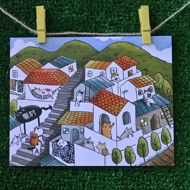 三猫小铺猫咪插画明信片(画家:猫小姐) – 侯硐猫村