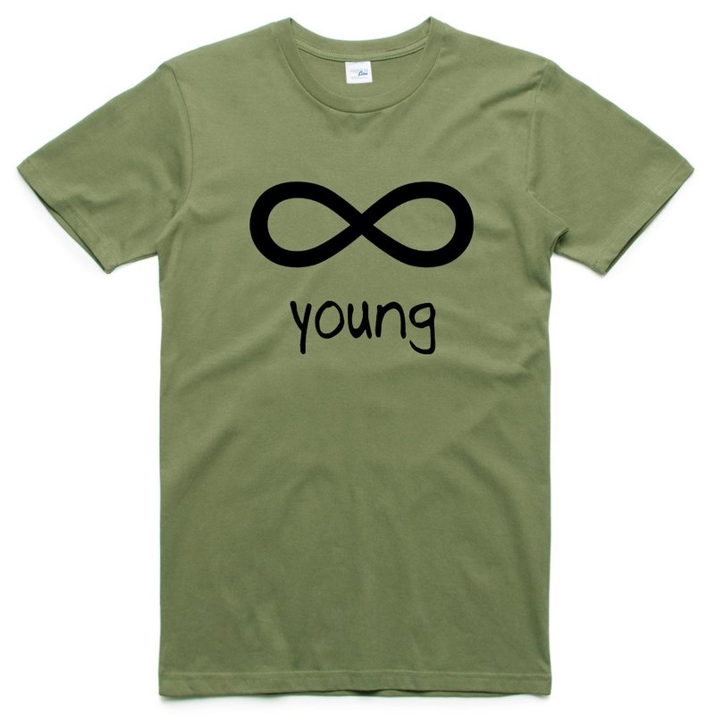 Forever Young infinity #4【现货】短袖T恤 军绿色 永远 年轻 文字 英文 字母 青春 无限大