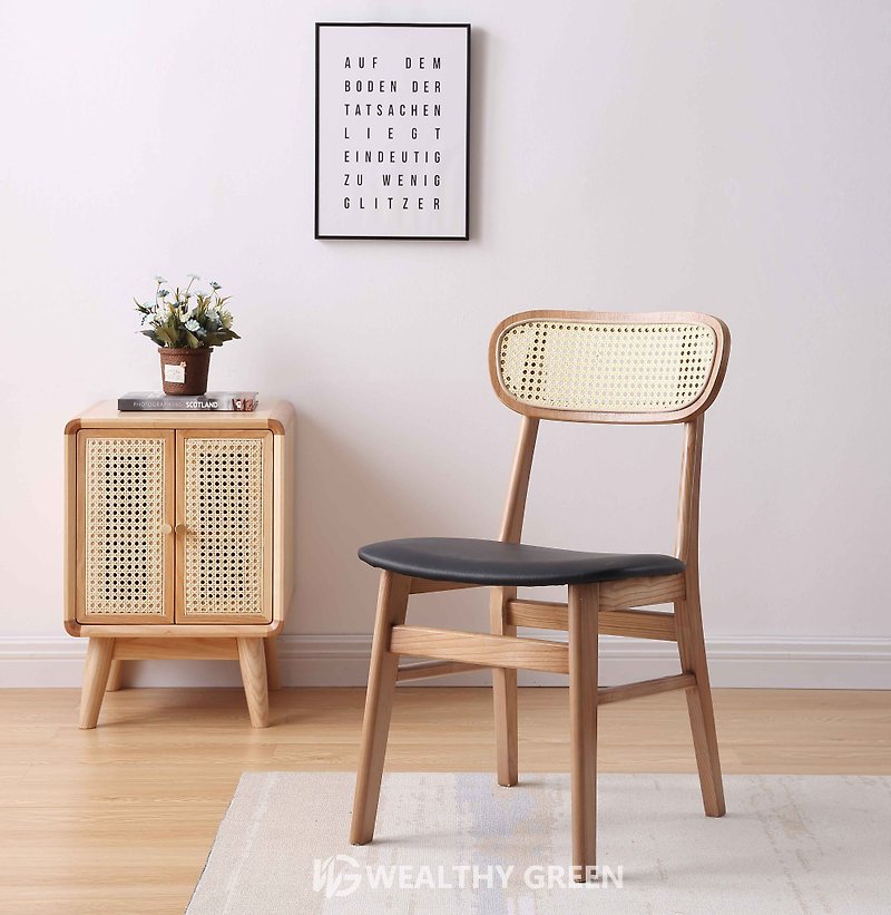 维斯格林 北欧现代实木藤编椅餐椅C - 椅子/沙发 - 木头 