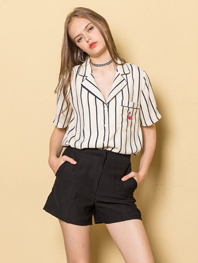 VITALSIGN 17 S/S Stripe Pink Flamingo Shirt (White)