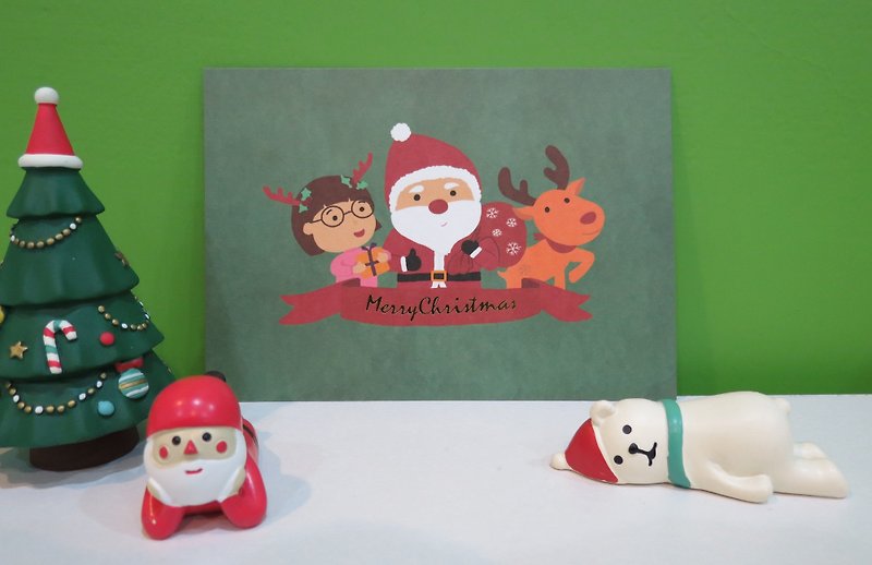 圣诞快乐 Merry Christmas 明信片 圣诞卡 - 卡片/明信片 - 纸 绿色