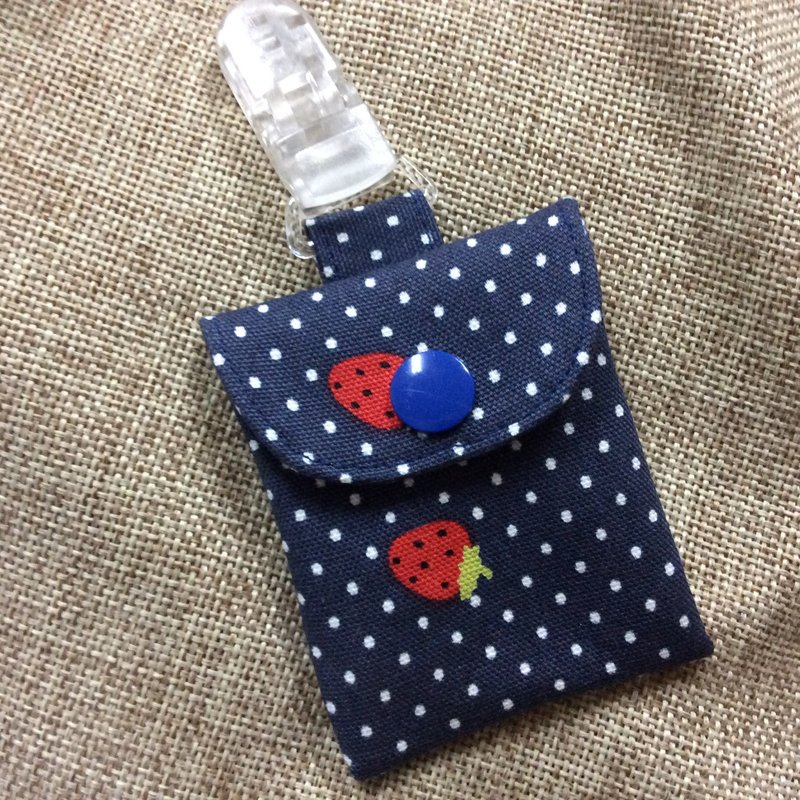 平安符袋|钥匙圈|盖式|蓝底-水玉草莓