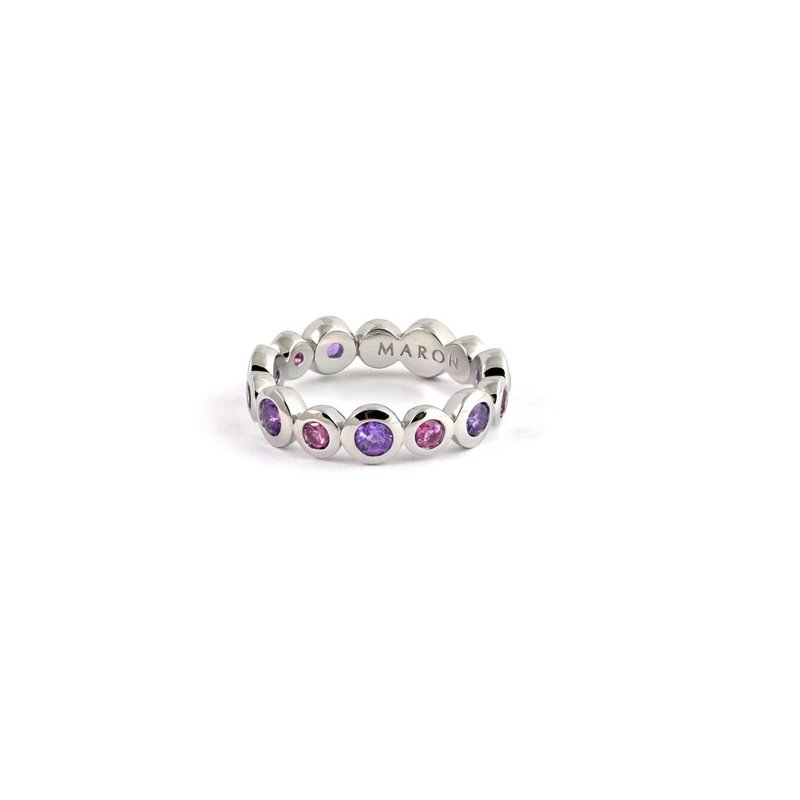 Urban Round Eternity Ring with Amethyst and Rhodolite