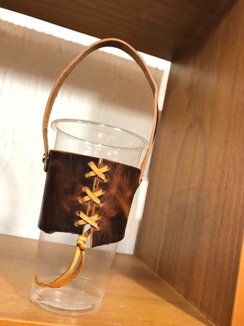 HORWEEN 植鞣皮革 环保饮料提袋杯套