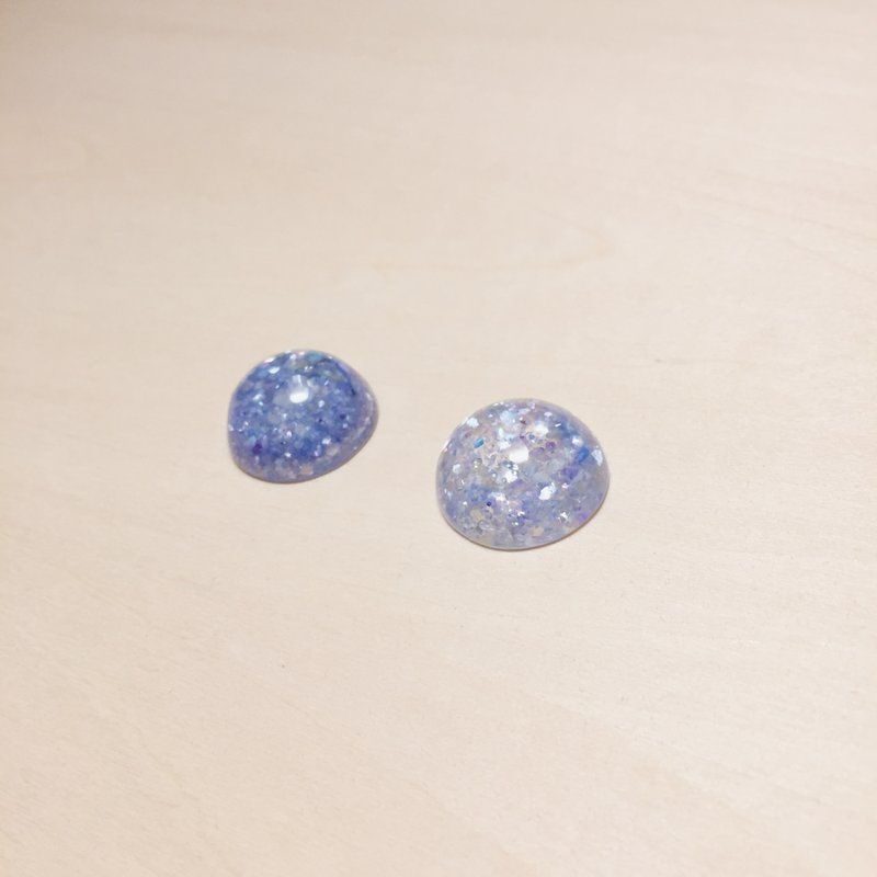 复古蓝色碎贝壳丸子耳环