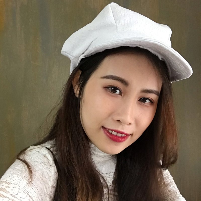 Newsboy Hat 报童帽 |六边剪裁 | 白色提花纹