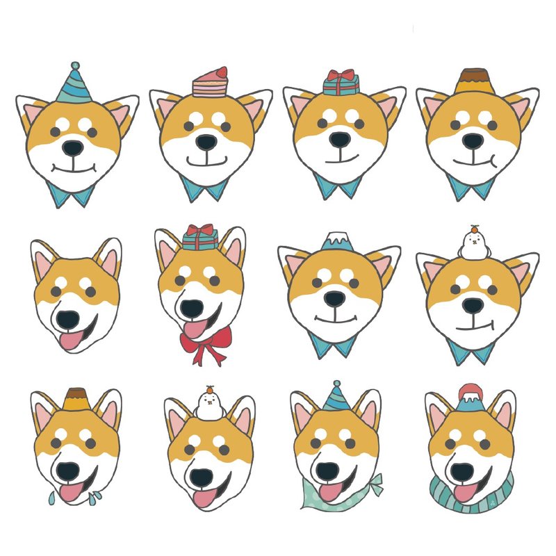 定制化防水姓名贴柴犬顶东西系列12入 / 贴纸