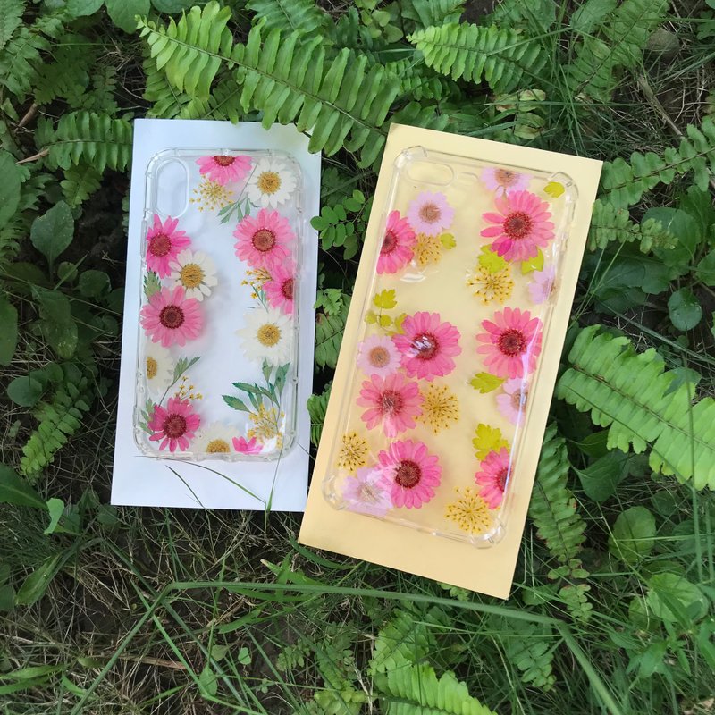 真花押花手机壳 粉色晶菊系列 可定制