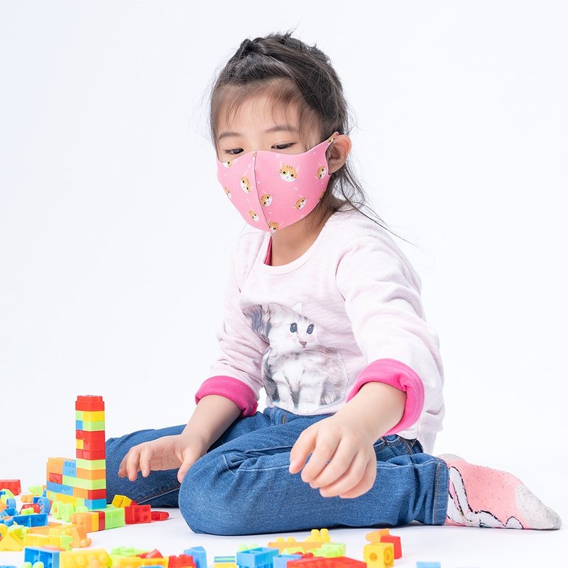 儿童款-甜心萌喵-舒适美3D立体透气口罩1入组