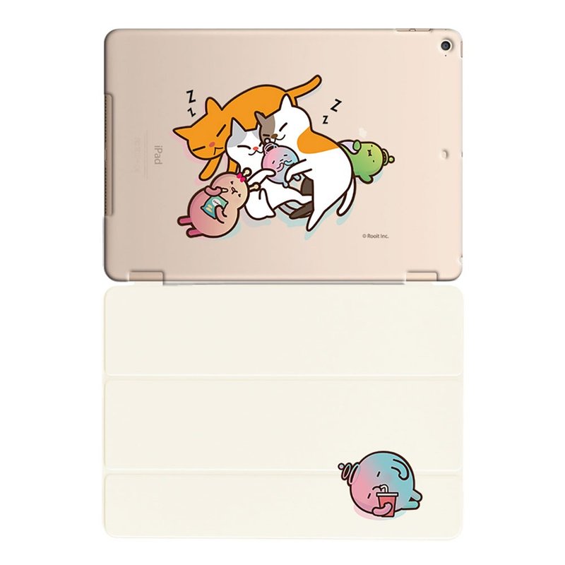 新创系列-没个性星人Roo-iPad水晶壳:【猫猫抱抱】《iPad Mini》水晶壳(透)+Smart Cover磁杆(白),AB0BB01