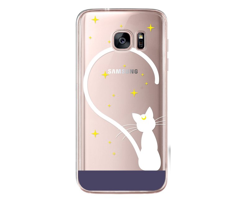 透明可爱白猫 iPhone X 8 7 6s Plus 5s Samsung note S7 S8 S9 plus HTC LG Sony 手机壳 手机套