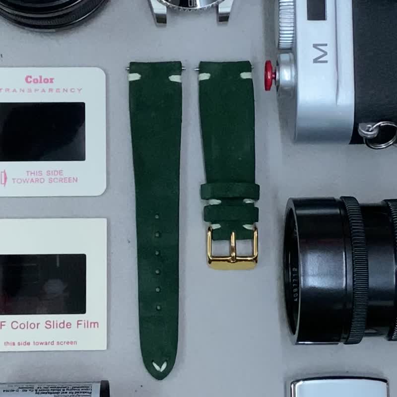 20mm 19mm 绿色猄皮表带订制 劳力士手工表带 18mm 皮革表带 - 表带 - 真皮 绿色