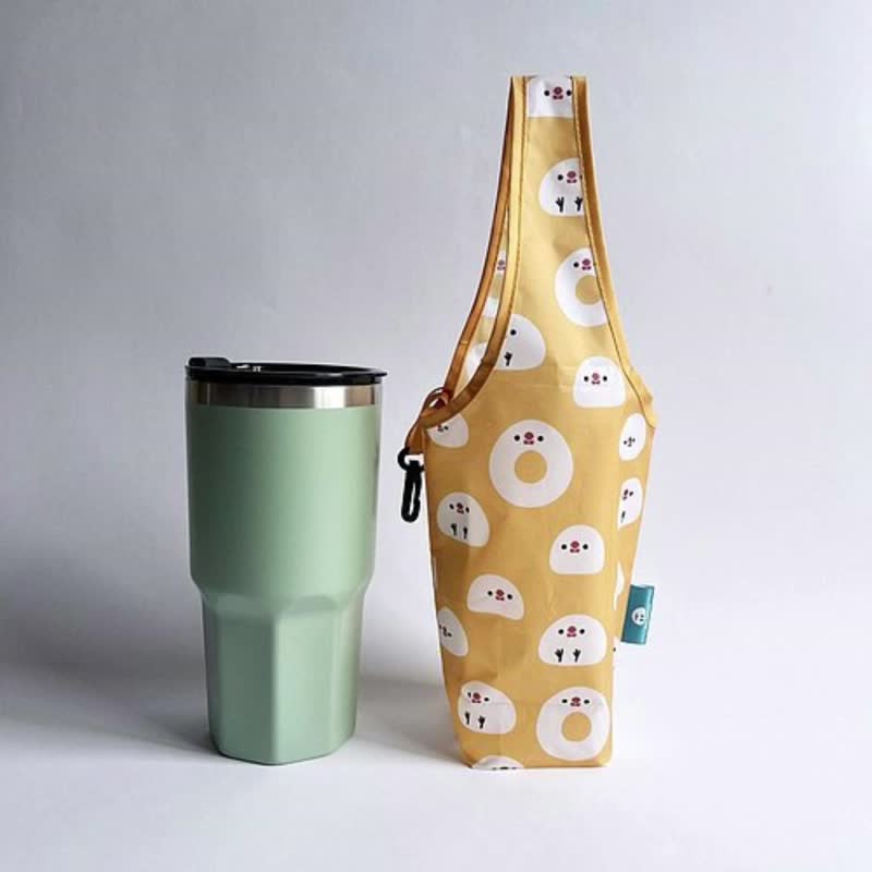 环保饮料袋配挂钩和迷你小袋 - 随行杯提袋/水壶袋 - 聚酯纤维 橘色