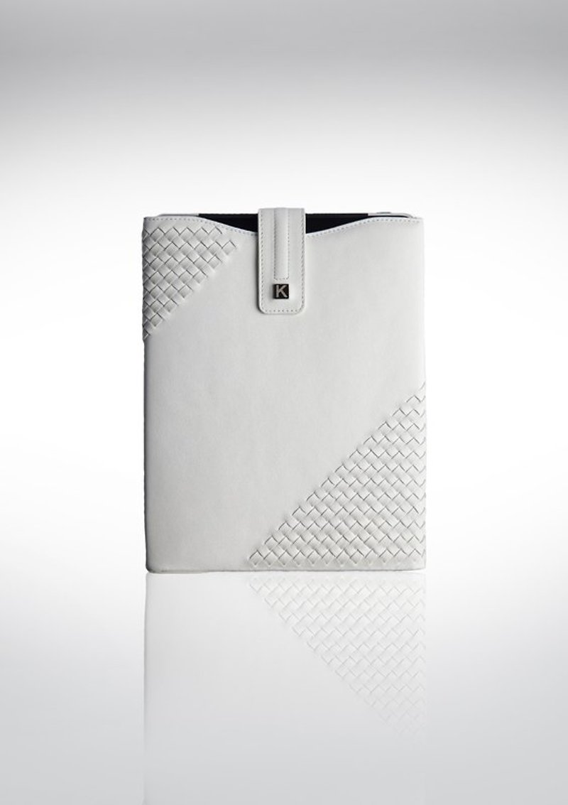 【父亲节礼物】设计师款-编织系列iPad手工皮套-白 - 其他 - 真皮 