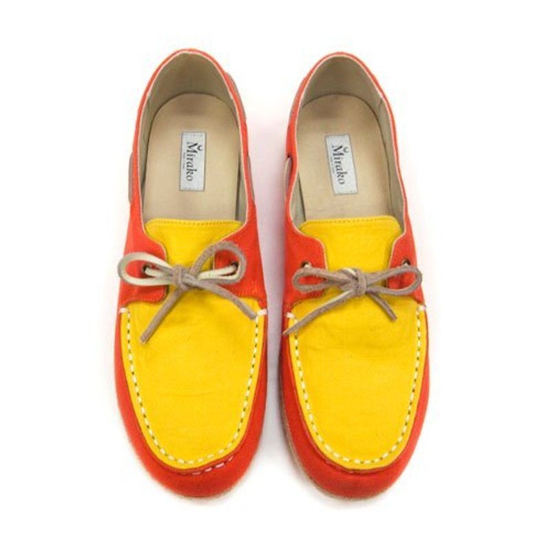 Espadrille Boat Shoes M1106 OrangeYellow - 女款牛津鞋/乐福鞋 - 棉．麻 橘色