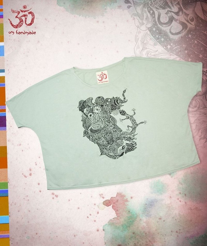 手感宽版旅行T-心灵之图系列旅行记忆(绿) - 女装 T 恤 - 棉．麻 