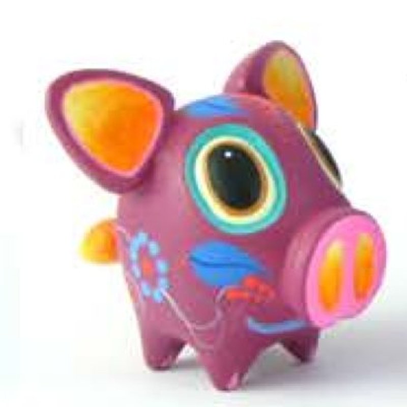 回收木制动物＿猪 - 玩具/玩偶 - 羊毛 粉红色