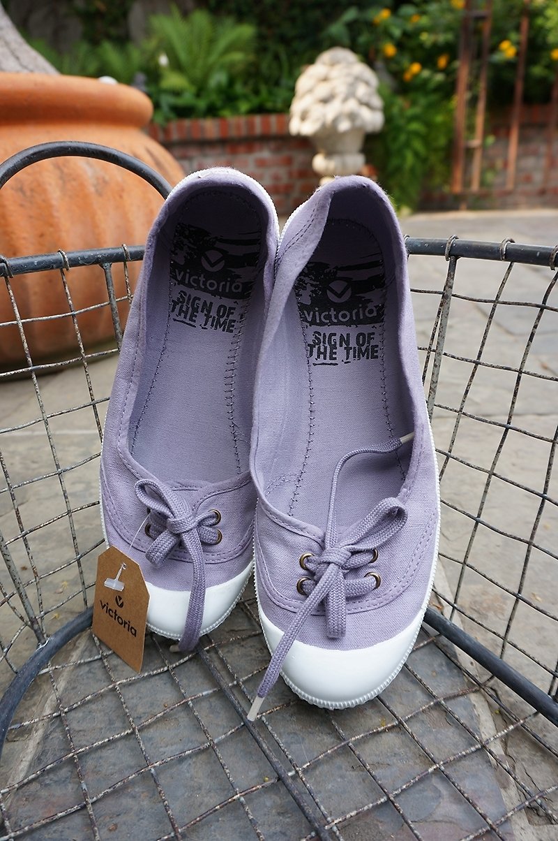 victoria西班牙国民手工鞋-浅紫色LILA(娃娃鞋款) - 女款休闲鞋 - 棉．麻 紫色