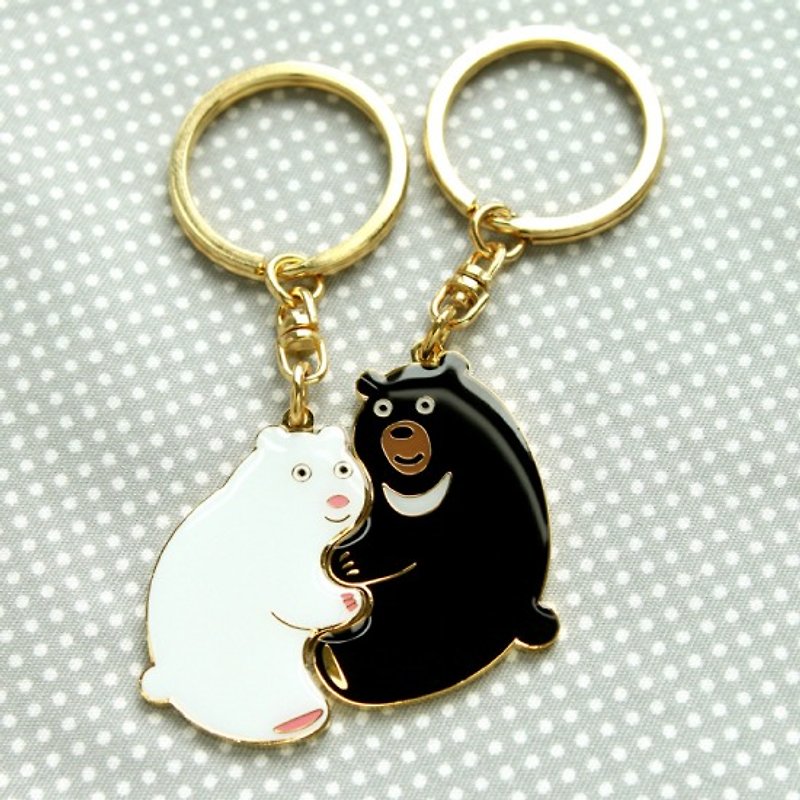 【客製化禮物】Perfect Together 钥匙圈-北极熊与台湾黑熊 客制 - 钥匙链/钥匙包 - 其他金属 金色