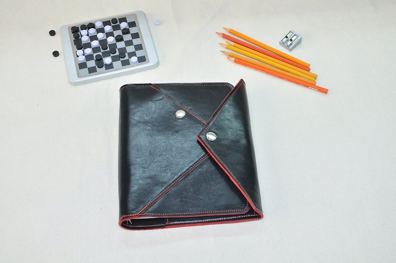 X- Life系列:黑色疯马皮6孔A5活页型笔记本 - 笔记本/手帐 - 真皮 黑色