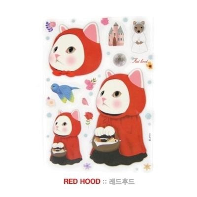 Jetoy, 甜蜜猫 装饰 贴纸_Red hood (J1508102) - 贴纸 - 纸 多色