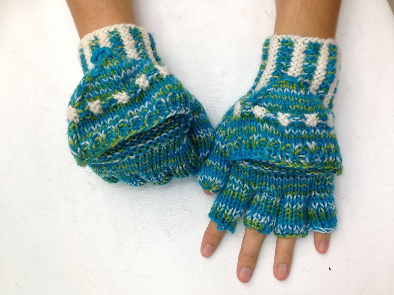 祕鲁手工毛料盖子手套-土耳其绿 - 手套 - 其他材质 绿色