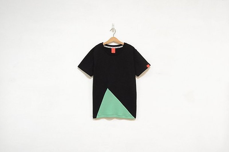 "H-ZOO" 不规则三角形缤纷拼接Tee - 黑＊湖水绿 ( 已售完 ) - 女装 T 恤 - 其他材质 绿色