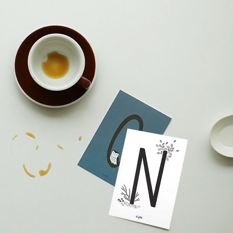 Dailylike 英文字母拼贴-英文字母插画明信片-N,E2D38209 - 卡片/明信片 - 纸 白色