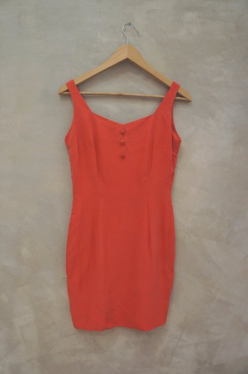 橘红 细软棉质 背心洋装 Bea:Mon 古着 - 洋装/连衣裙 - 棉．麻 红色