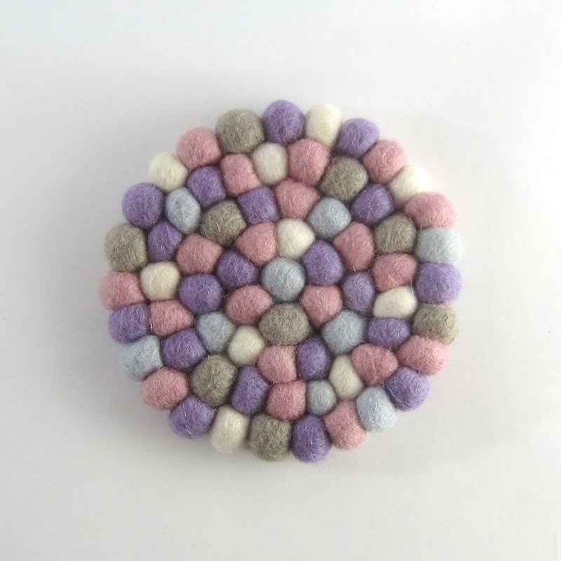 羊毛球隔热垫 I 紫粉No.13 安全无毒染料。全程手工制作。羊毛毡 - 厨房用具 - 羊毛 紫色