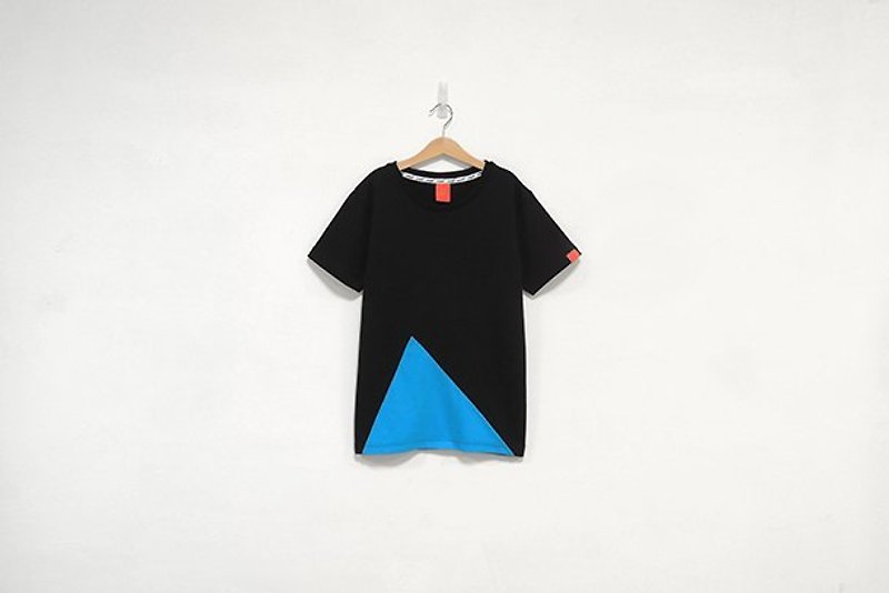 "H-ZOO" 不规则三角形缤纷拼接Tee - 黑＊蓝 - 女装 T 恤 - 其他材质 蓝色