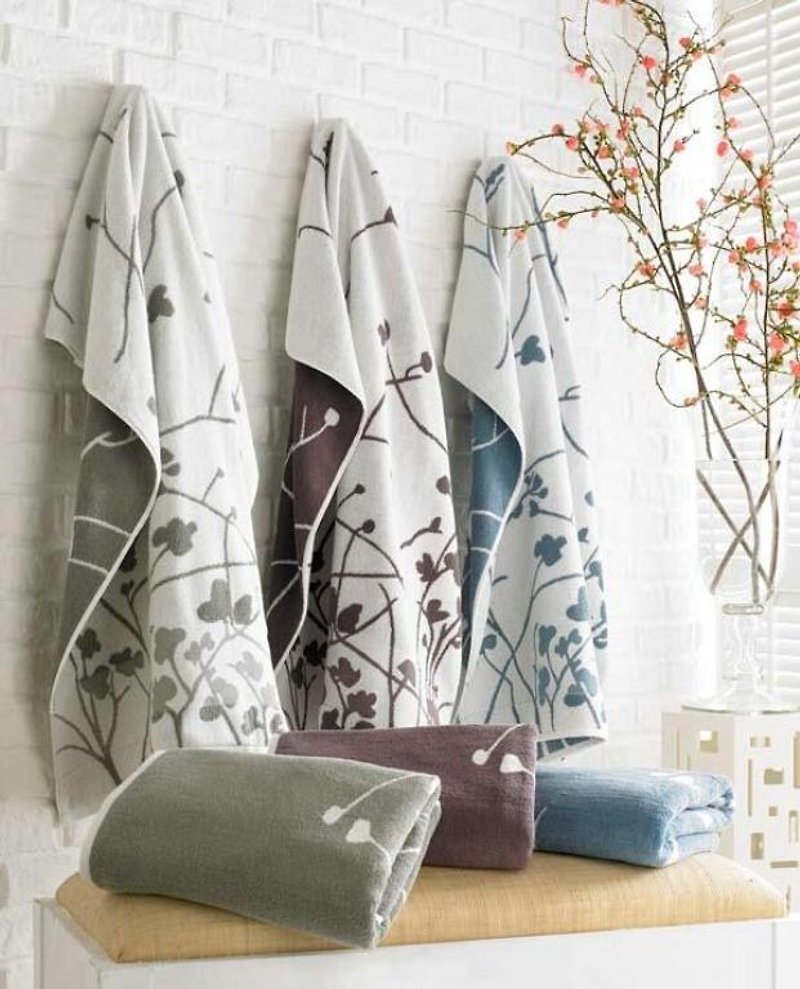 樱花 纯棉浴巾 - 两件组 - 毛巾浴巾 - 棉．麻 灰色