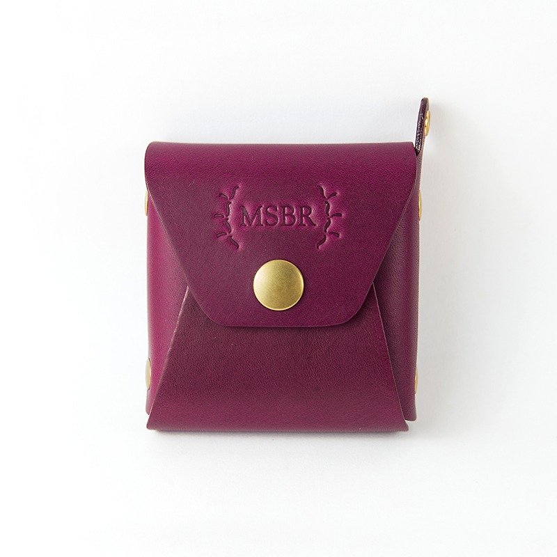 方形小物零钱包(葡紫) - 零钱包 - 真皮 紫色