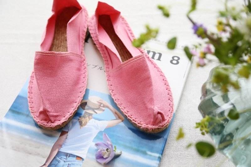 Espadrilles樱花粉草编鞋 - 女款休闲鞋 - 植物．花 粉红色