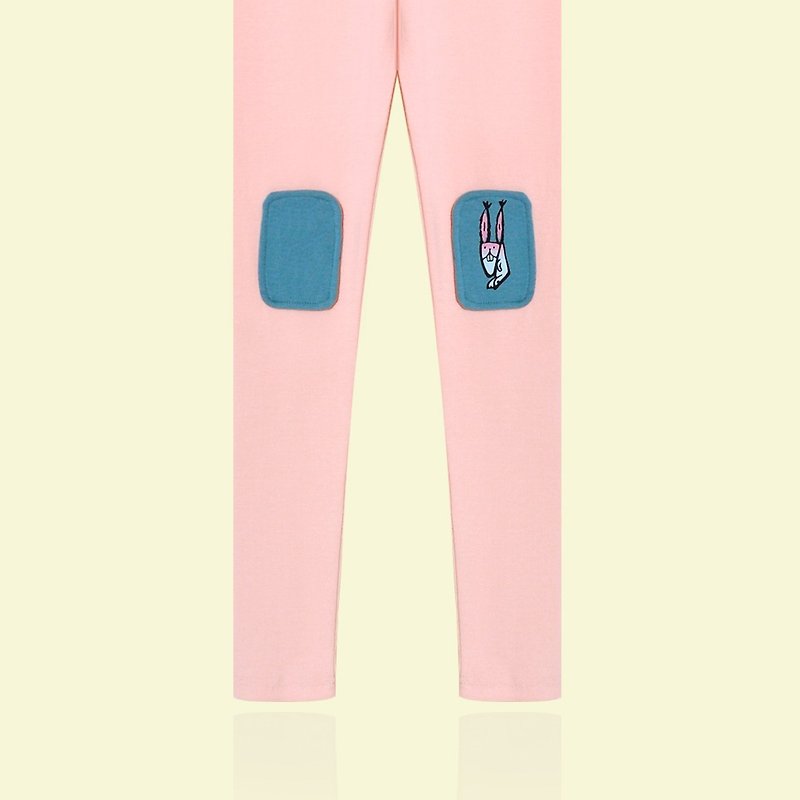 【最后一件】香香烤兔子饼干／补丁内搭裤 - 女装长裤 - 棉．麻 粉红色