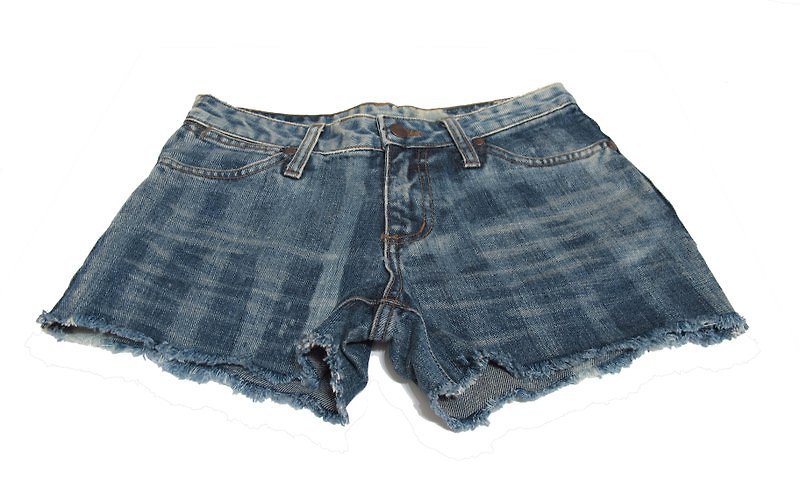 【Wahr】 格子牛仔短裤(remake Wrangler) - 女装长裤 - 其他材质 蓝色