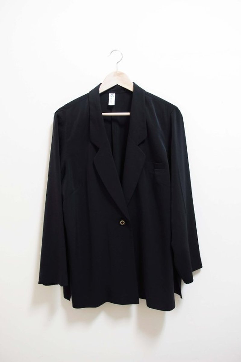 【Wahr】黑色软式长板西装外套 - 女装休闲/机能外套 - 其他材质 黑色