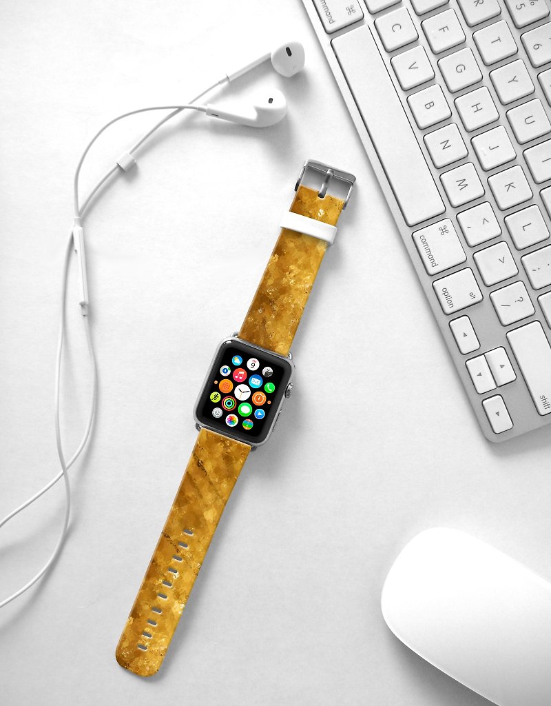 Apple Watch Series 1  , Series 2, Series 3 - Apple Watch 真皮手表带，适用于Apple Watch 及 Apple Watch Sport - Freshion 香港原创设计师品牌 - 闪烁金 77 - 表带 - 真皮 