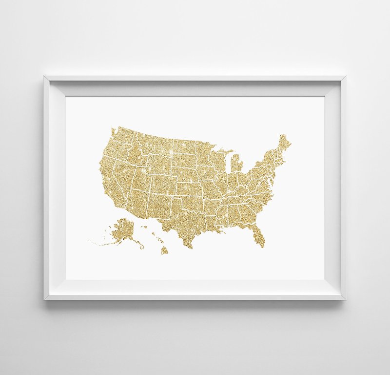USA MAP 可定制化 挂画 海报 - 墙贴/壁贴 - 纸 