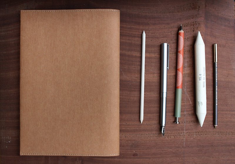 旧本子– 水洗牛皮纸书皮 x 空白笔记本 - 笔记本/手帐 - 纸 咖啡色