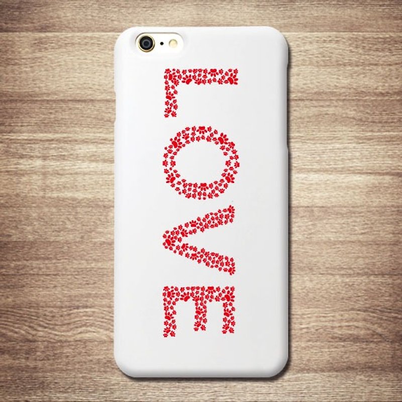 猫咪手机壳 喵星人  红色猫咪脚印  LOVE iPhone 白色手机壳 - 手机壳/手机套 - 塑料 红色