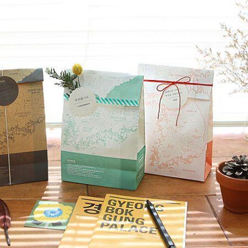 Dessin x Indigo-韩国地图包装礼物袋组(4入)-彩色版,IDG02701 - 包装材料 - 纸 多色