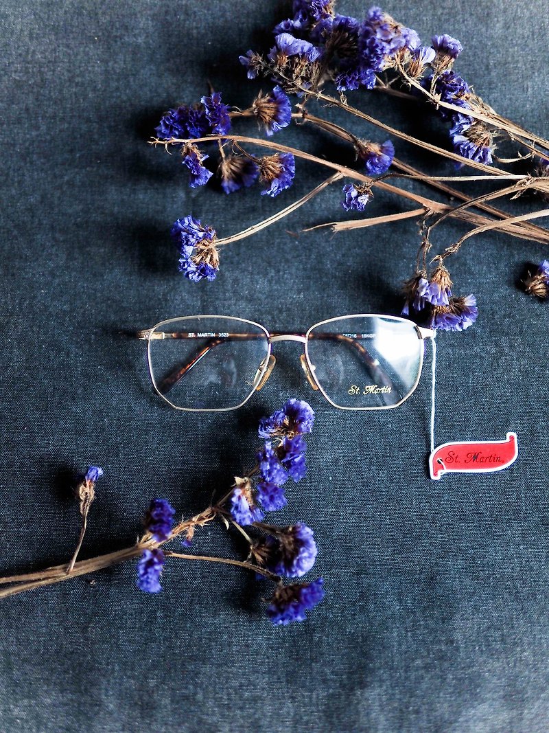巴黎的忧郁先生 金丝压纹方型框 琥珀镜脚眼镜 Japan 日本好学生 - 眼镜/眼镜框 - 其他金属 金色