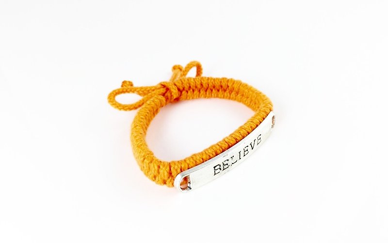 “橘色编织 x BELIEVE银牌” - 手链/手环 - 棉．麻 橘色