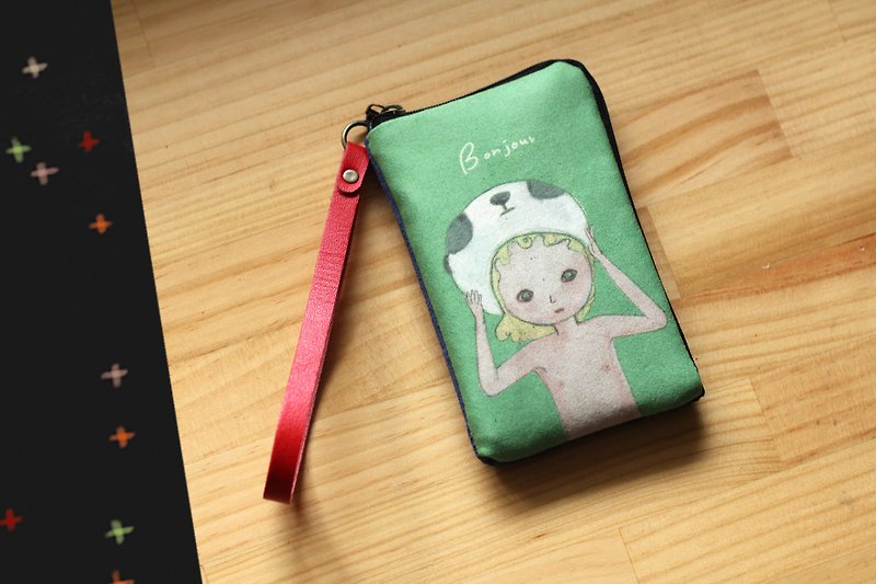 Panda kid  插画手机袋 iPhone mini /钱包/证件袋/卡夹 - 零钱包 - 其他材质 绿色