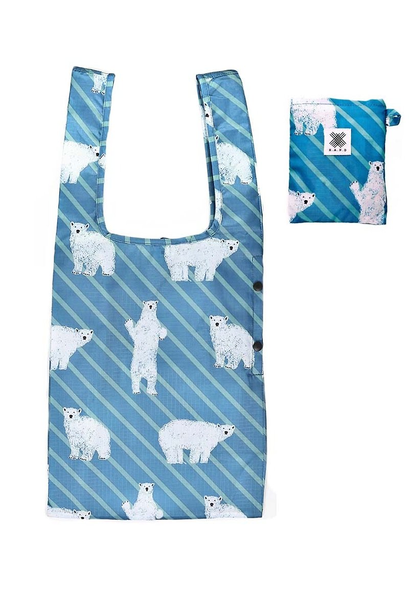 交换礼物/【动物风】 H.A.N.D 轻巧可折叠环保购物袋/包包/礼物 - 蓝色北极熊 - 侧背包/斜挎包 - 聚酯纤维 蓝色