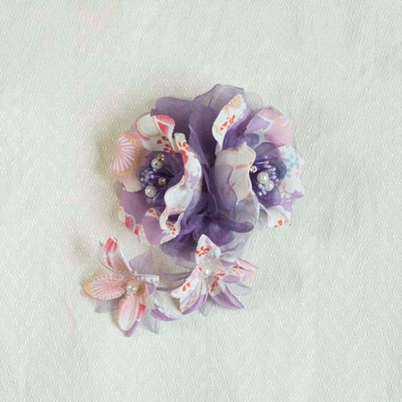 【MITHX】樱花彩,花宴,小侧夹胸针,发夹,造型发饰-紫 - 发饰 - 其他材质 紫色