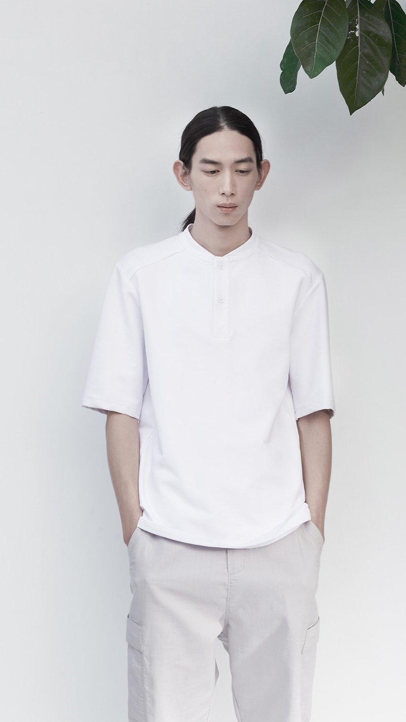 TRAN - 棒球领POLO衫 - 男装上衣/T 恤 - 其他材质 白色
