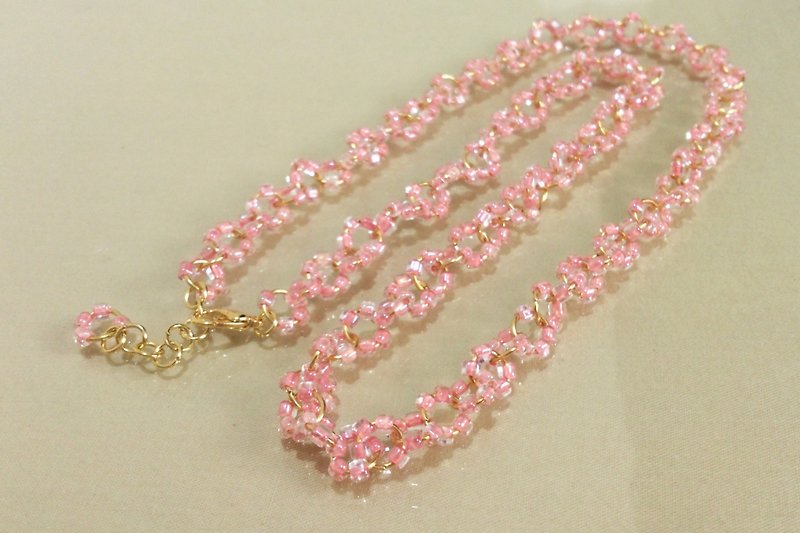 珍珠粉圆系列 透明粉圆珠两用项链手链 樱花纷飞时 - 项链 - 其他材质 粉红色