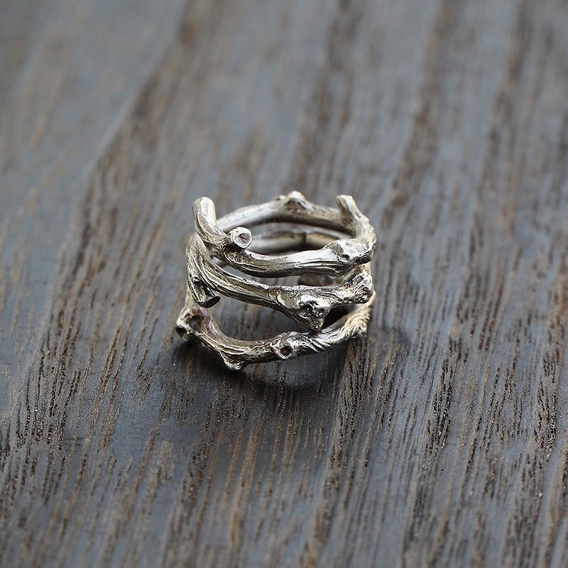 枯 树枝戒指 925银 / Sterling Silver Branch ring - 脚链/脚环 - 其他金属 银色